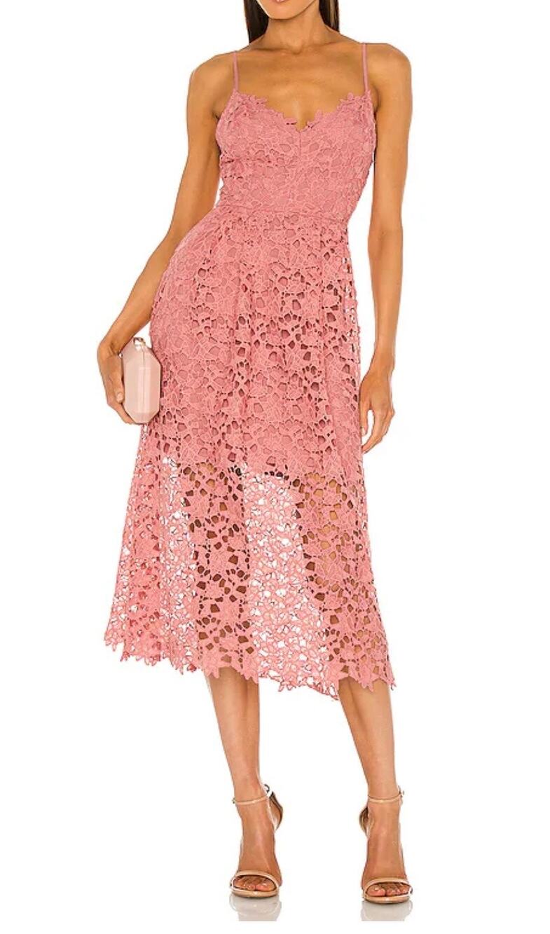 ASTR the Label A-Line Midi Rose Dress Lace LG Pink Mauve